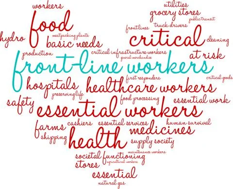 Front Line Workers Word Cloud Stock Illustration