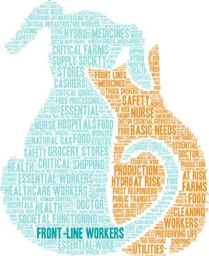 Front Line Workers Word Cloud Stock Illustration