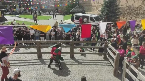 From the front lines to medieval combat: Ukrainian knights compete amid war, UCR Stock Footage 344994073