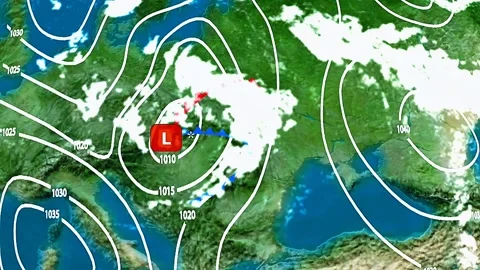 Front lines of mid latitude cyclone 3D Stock Footage 322551232
