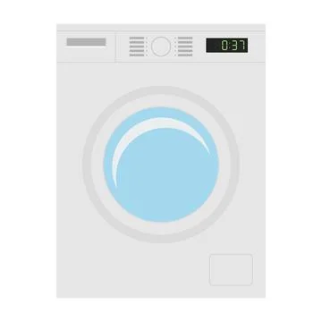 Front Load Washer with Digital Timer Display Vector Illustration Stock Illustration