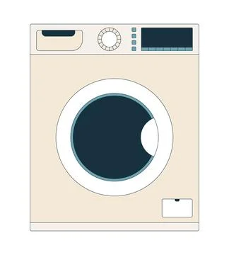 Front-load washing machine 2D cartoon object Stock Illustration