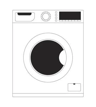 Front-load washing machine 2D line object Stock Illustration