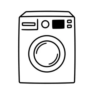 Front load washing machine doodle icon Stock Illustration