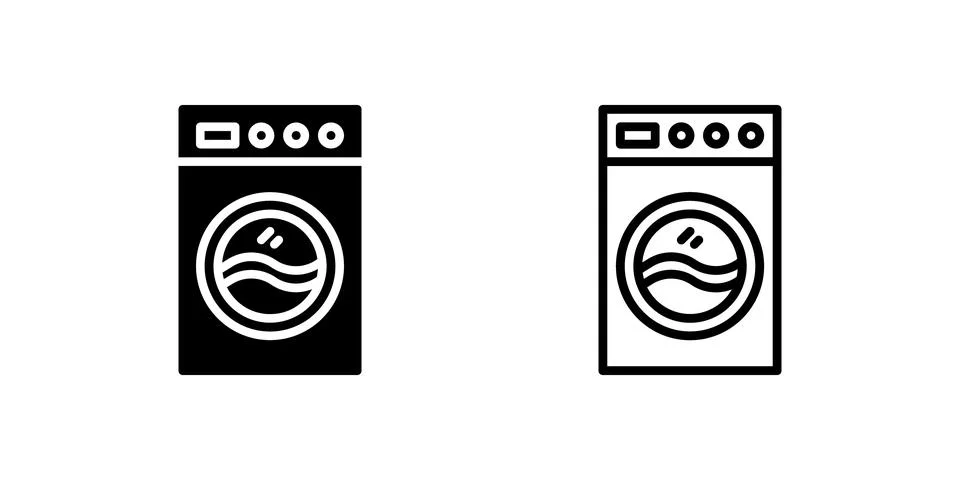 Front-load washing machine icon set for laundry and home appliances Stock Illustration