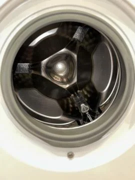 Front-Load Washing Machine with Open Door Close-Up Stock Photos