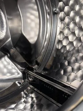 Front-Load Washing Machine with Open Door Close-Up 스톡 사진