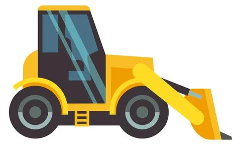 Front loader construction vehicle side view flat icon Stock Illustration