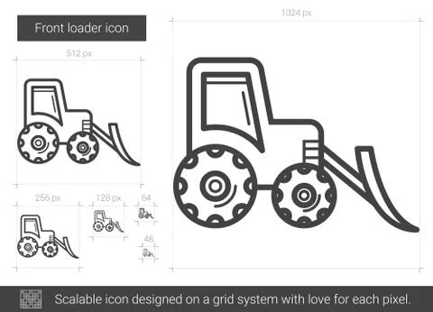 Front loader line icon. Stock Illustration