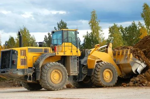 Front loader in open pit Stock Photos