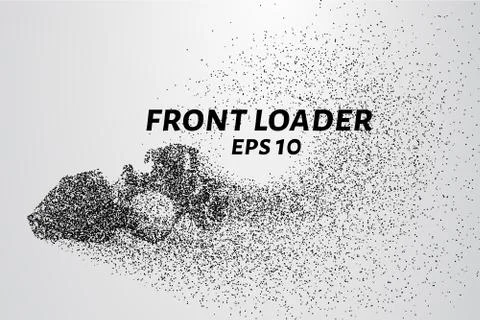 Front loader from the particles. Construction equipment is scattered on small Stock Illustration