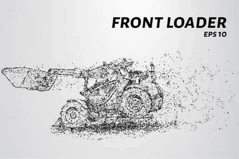 Front loader from the particles. Construction equipment is scattered on small Stock Illustration