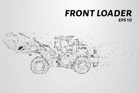 Front loader from the particles. Construction equipment is scattered on small Stock Illustration