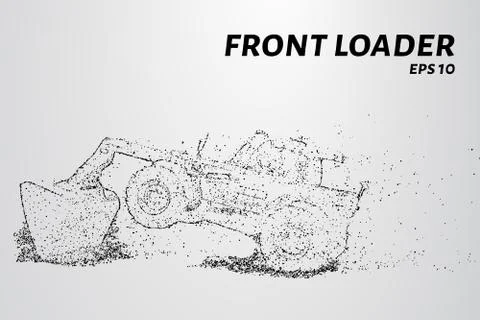 Front loader from the particles. Construction equipment is scattered on small Stock Illustration