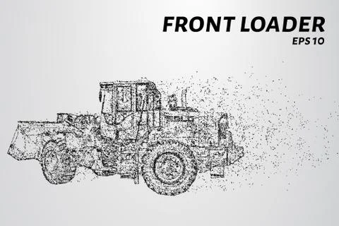Front loader from the particles. Construction equipment is scattered on small Stock Illustration