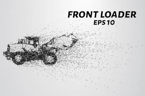 Front loader from the particles. Front loader isolated on white background. F Illustrazione stock