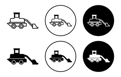 Front loader truck flat line icon set. front loader truck Thin line illustr.. Stock Illustration