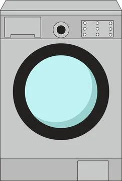 Front loading automatic washing machine. Washing machine vector. Illustrazione stock