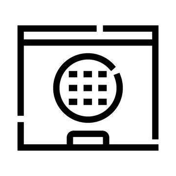 Front loading washing machine appliance line icon Stock Illustration