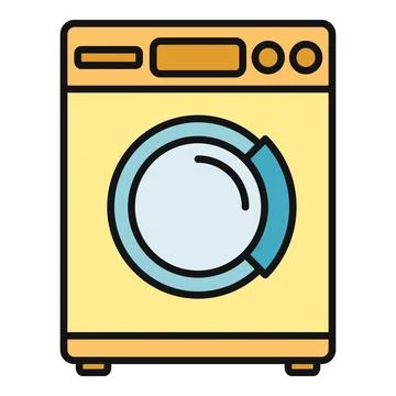 Front loading washing machine doing laundry and cleaning clothes Stock Illustration