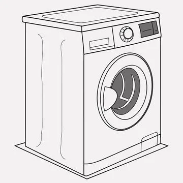 Front Loading Washing Machine Realistic Vector Stock Illustration