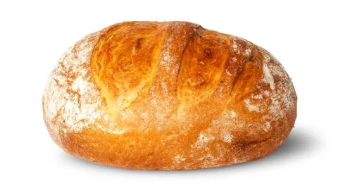 In front loaf of white round bread Stock Photos