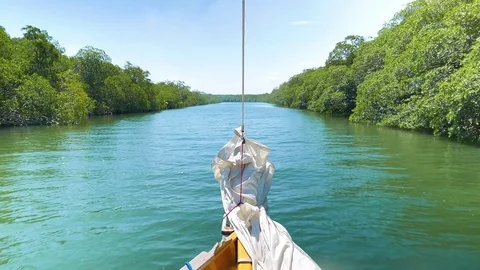 Front look from a Sail Boat Stock Footage 74163244