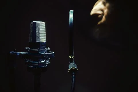 In Front of a Microphone Foto stock