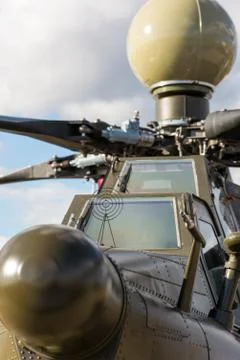 Front of an military attack helicopter Stock Photos