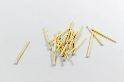 Front multiple white match head covered matches Stock Photos