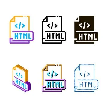 Front multistyle end html code icon vector outline Stock-Illustration