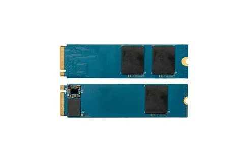 Front of NVMe M.2 Solid State Drive (SSD) isolated on white background Stock Photos