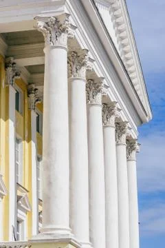 Front of Old Buildig with Columns. Stock Photos