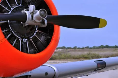 Front of an old motorcycle plane with a propeller Stock Photos