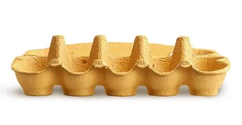 In front open cardboard egg tray Foto stock