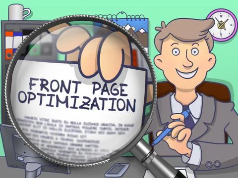 Front Page Optimization through Magnifier. Doodle Design Stock Illustration