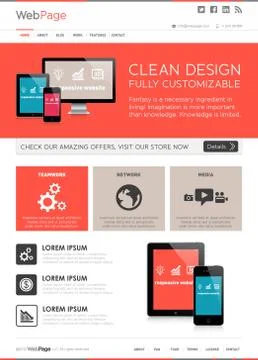 Front page web design template Stock Illustration
