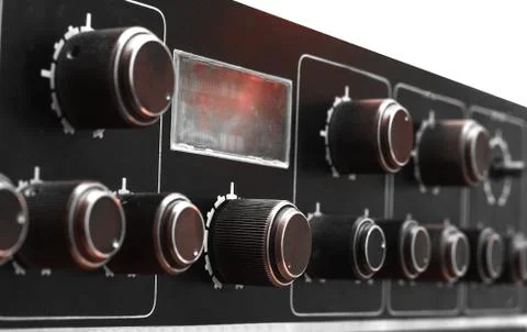 Front panel of amplifying electronic device Stock Photos