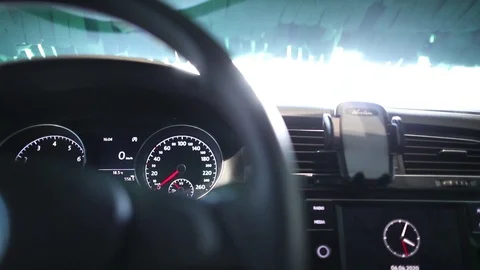 The front panel of the car's interior in the car wash, Stock Footage 129709208