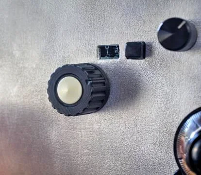 Front panel of a high frequency power amplifier with vacuum tubes Stock Photos