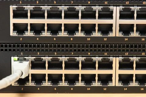Front panel of a network switch Foto stock
