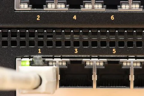 Front panel of a network switch Foto stock