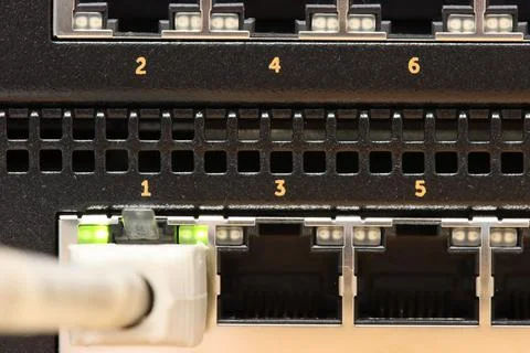Front panel of a network switch Foto stock
