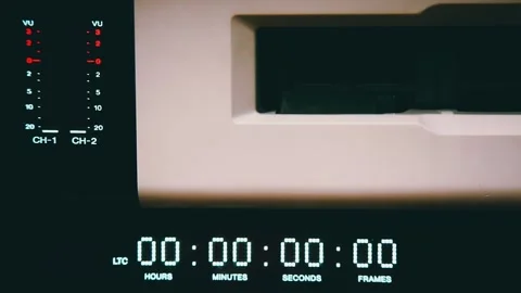 Front Panel of Old Professional Video Tape Recorder with Timecode Display Video stock 307413020