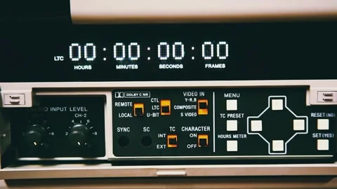 Front Panel of a Professional Video Tape Recorder with Timecode Display Video stock 307413014