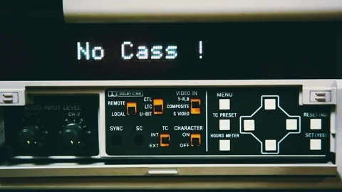 Front Panel of  Professional Video Tape Recorder with No Tape Warning Video stock 307413016