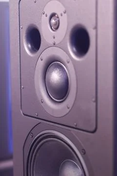 Front panel of the sound speaker system Stock Photos