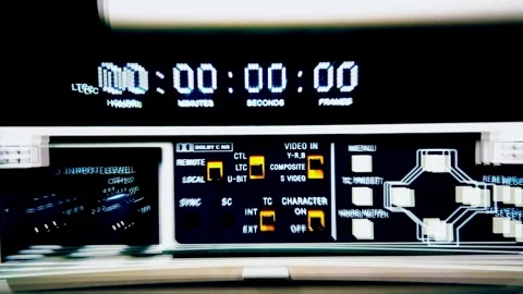 Front Panel Video Tape Recorder with Timecode Display, Glitch Color Effects Video stock 307415122