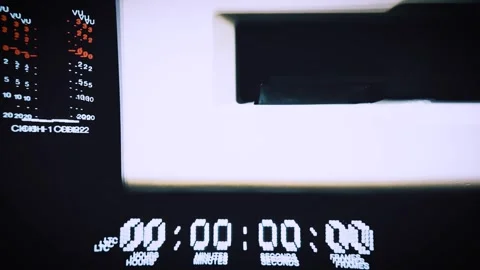 Front Panel Video Tape Recorder with Timecode Display, Glittch Effect Stock Footage 307653187