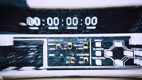 Front Panel Video Tape Recorder with Timecode Display, Glitch Video stock 307653191